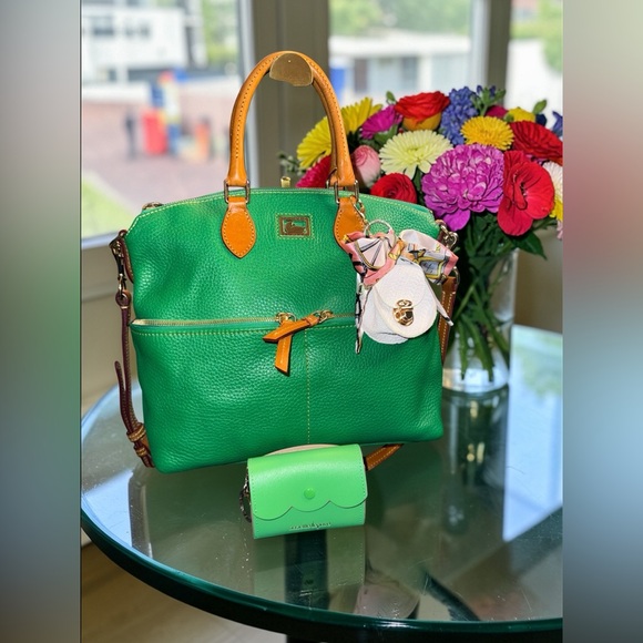 5 peice Dooney & Bourke Green Pebble Leather Satchel bundle - Picture 2 of 13